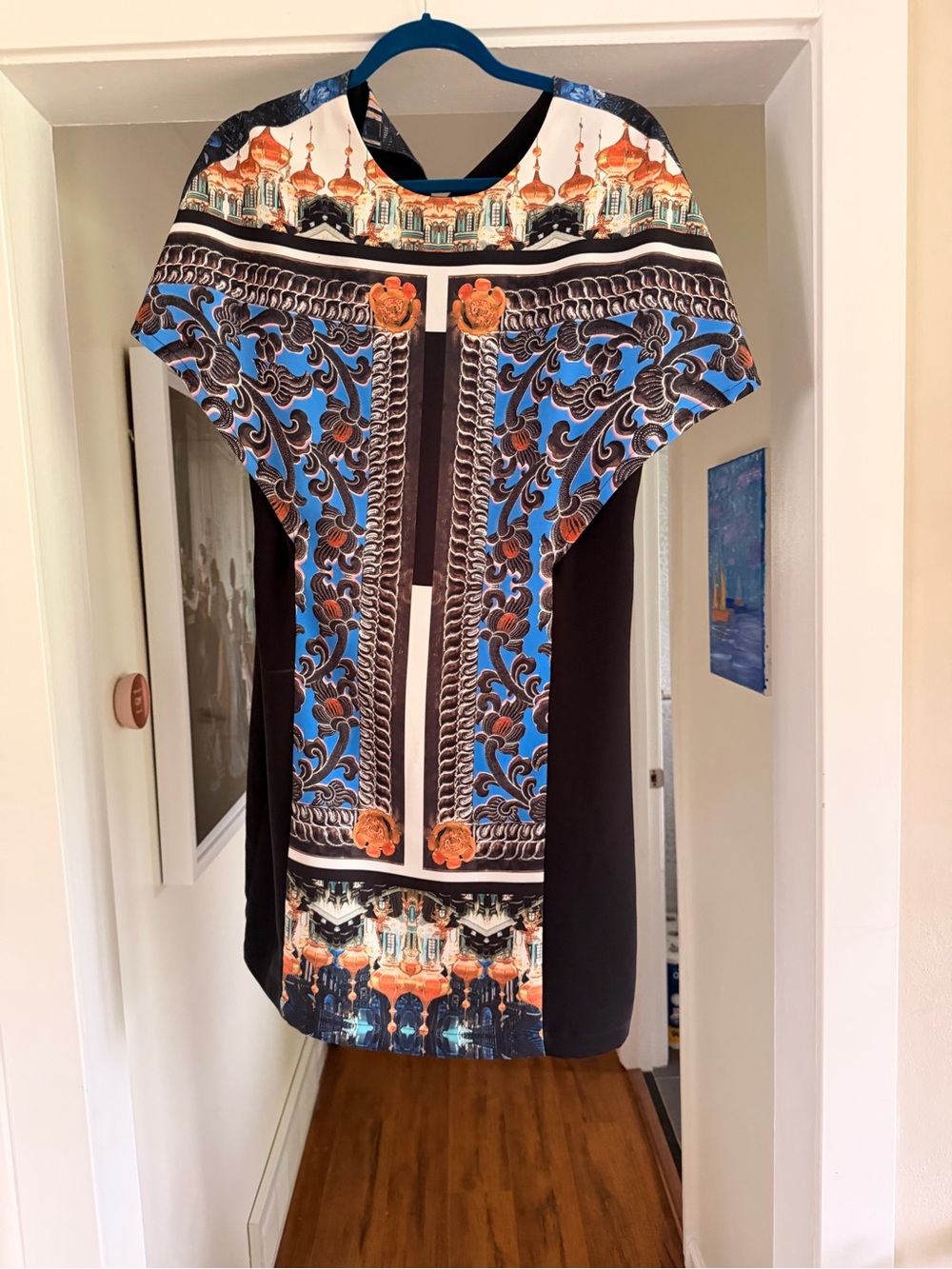 clover canyon trompe l'oeil- Dolman Sleeve Tunic dress - Blue, Black medium